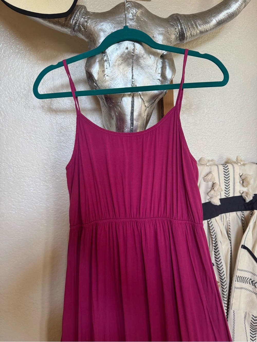 YS Los Angeles Magenta Maxi Dress with Cream Lace Bands - Picture 4 of 9